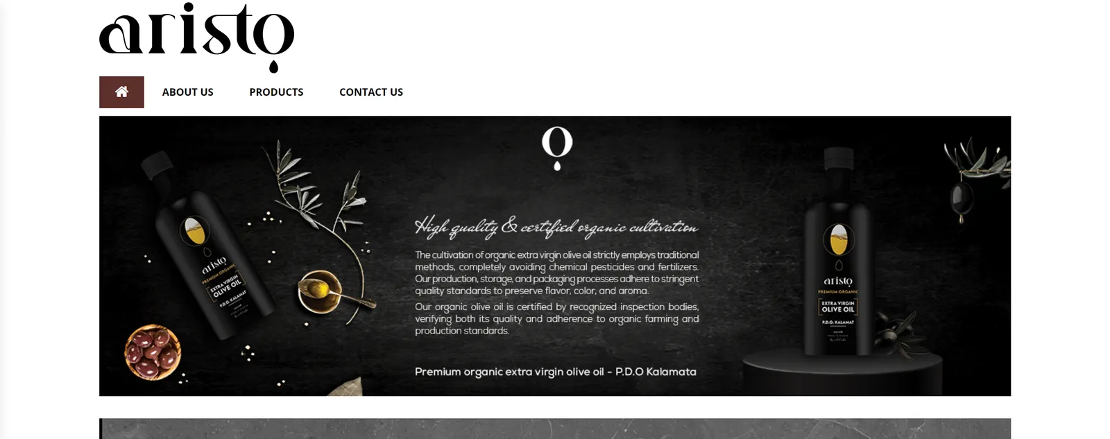 Aristo website homepage