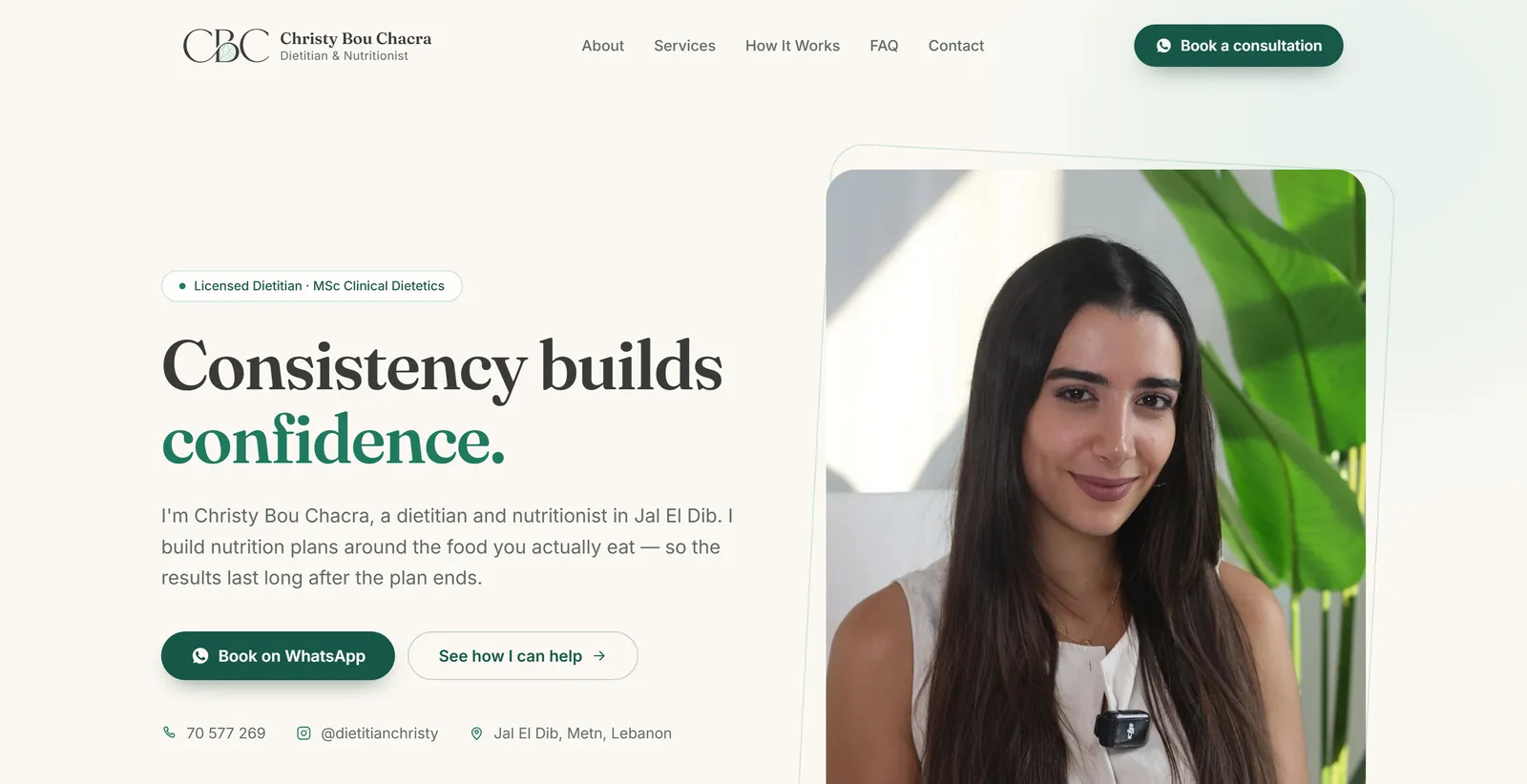 Dietitian Christy website homepage