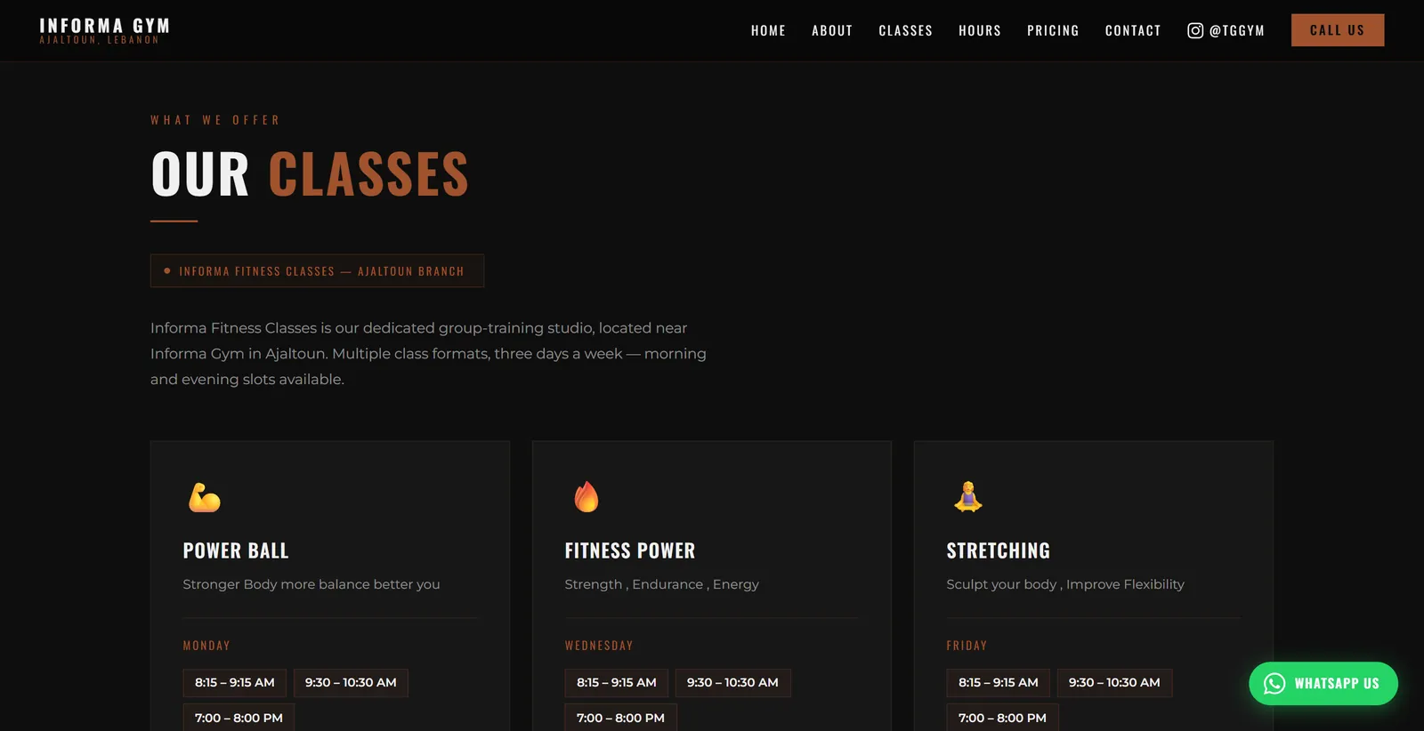 Informa Gym screen 2