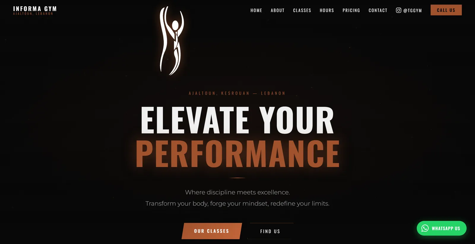 Informa Gym website homepage